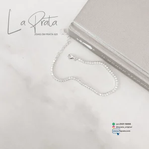 Luxuosa pulseira Riviera em prata 925 com alongadora